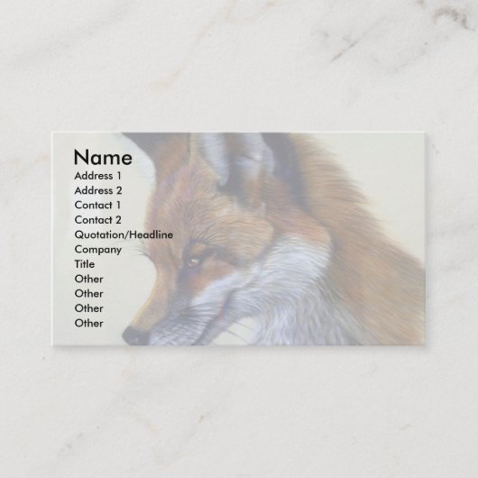 Roter Fox (Hauptstudie) Visitenkarte (Vorderseite)