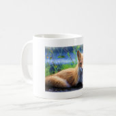 Roter Fox im Gras Landschaftliche Tierwelt Kaffeetasse (Vorderseite Links)