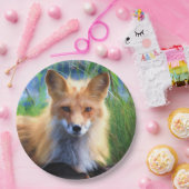 Roter Fox im Gras Landschaftliche Tierwelt Pappteller (Party)