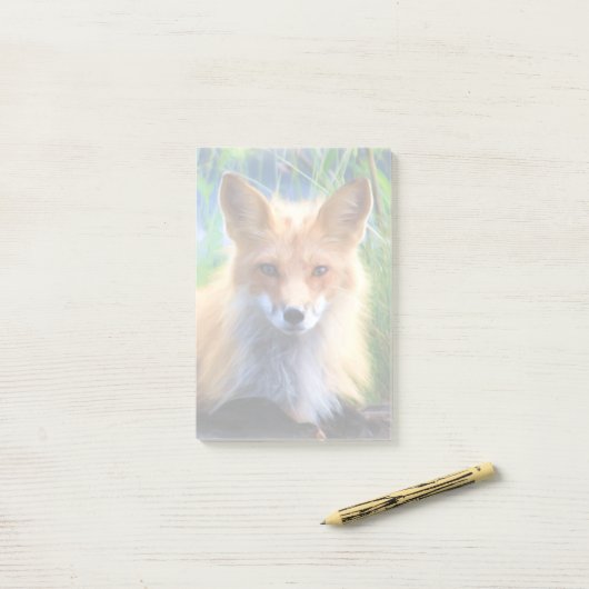 Roter Fox im Gras-Wildlife-Image Post-it Klebezettel (Auf Schreibtisch)