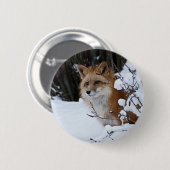 Roter Fox im Schnee Button (Vorne & Hinten)