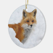 Roter Fox im Schnee Keramik Ornament (Links)