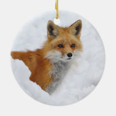 Roter Fox im Schnee Keramik Ornament (Hinten)