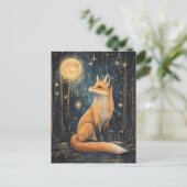 Roter Fox im Wald bei Nacht Postkarte (Stehend Vorderseite)