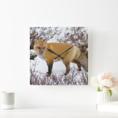 Roter Fox im Winter Quadratische Wanduhr (Zuhause)