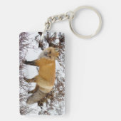Roter Fox im Winter Schlüsselanhänger (Rückseite)