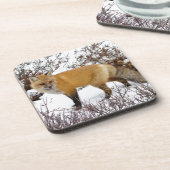 Roter Fox im Winter Untersetzer (Linke Seite)