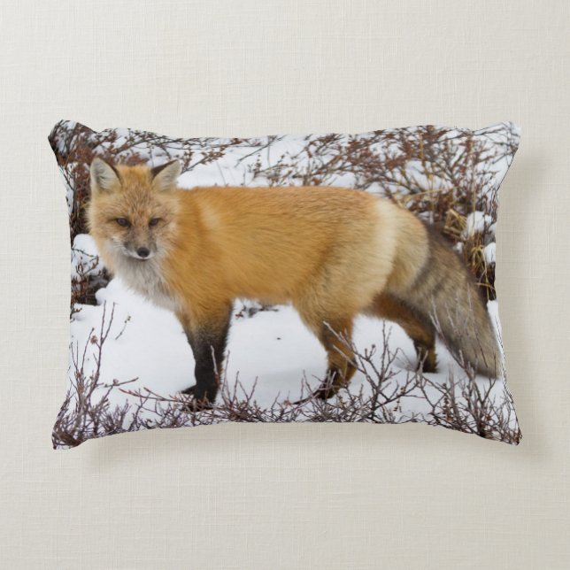 Roter Fox im Winter Zierkissen (Vorderseite)