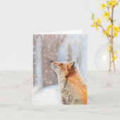 Roter Fox in der Schnee-Malerei-Anmerkungs-Karte Karte (Gelbe Blume)