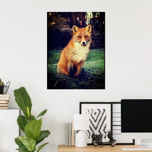 Roter Fox in einem Wald Poster (Heimbüro)