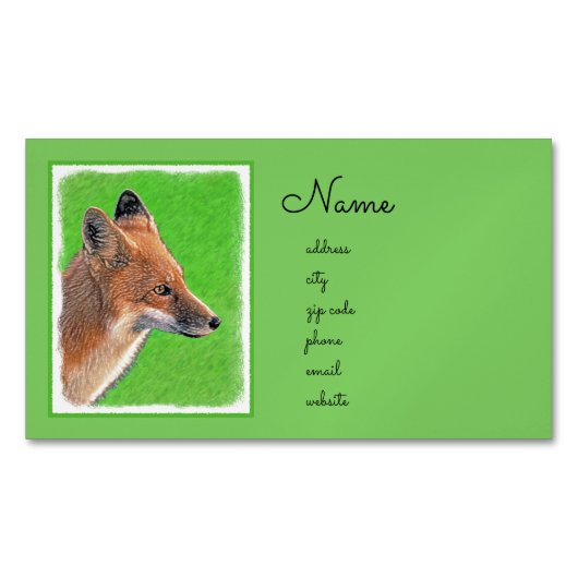 Roter Fox-Malerei - ursprüngliche Tier-Kunst Magnetische Visitenkarte (Vorderseite)