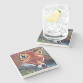 Roter Fox-MarmorUntersetzer Steinuntersetzer (Seitenansicht)