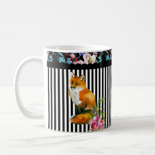 Roter Fox mit Blumen u. Kaffeetasse (Links)