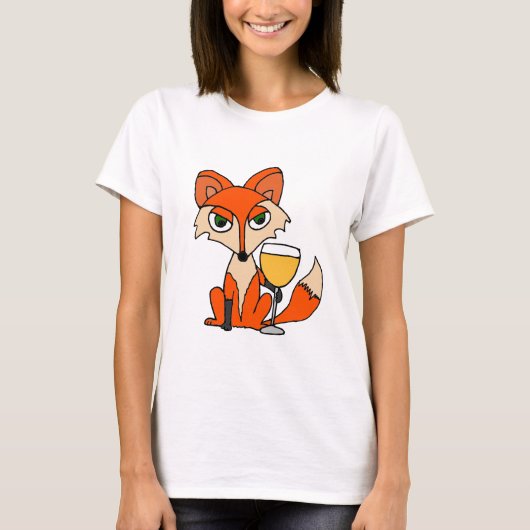 Roter Fox mit weißer Wein-Glas T-Shirt (Vorderseite)