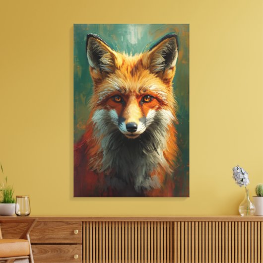 Roter Fox-Portrait - lebendige Ölmalerei Leinwanddruck (Insitu (Wohnzimmer))