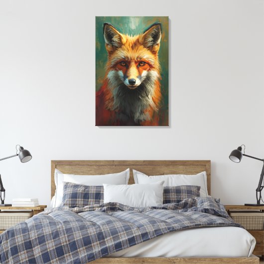 Roter Fox-Portrait - lebendige Ölmalerei Leinwanddruck (Insitu (Schlafzimmer))