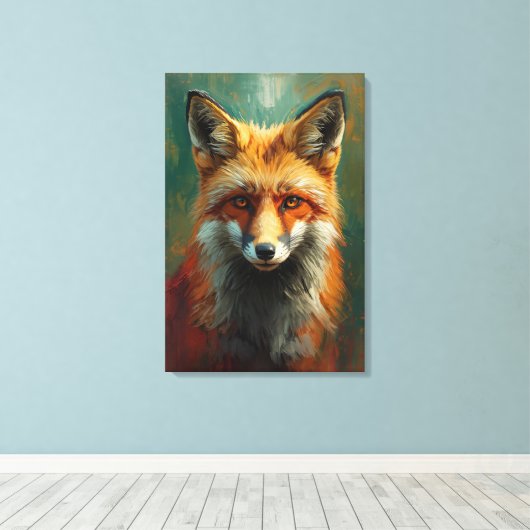 Roter Fox-Portrait - lebendige Ölmalerei Leinwanddruck (Insitu (Holzboden))