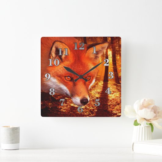 Roter Fox Quadratische Wanduhr (Zuhause)