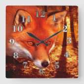 Roter Fox Quadratische Wanduhr (Vorderseite)