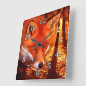 Roter Fox Quadratische Wanduhr (Winkel)