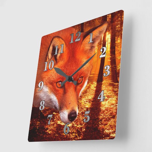 Roter Fox Quadratische Wanduhr (Winkel)