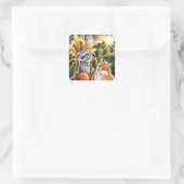 Roter Fox Raccoon Frische Pasta machen Quadratischer Aufkleber (Tasche)