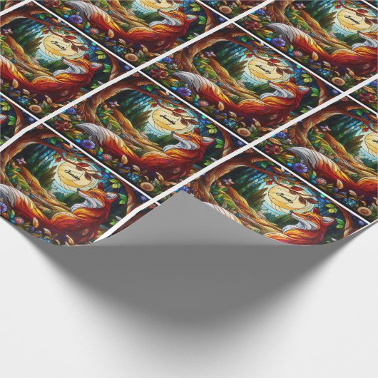 Roter Fox und Sonne und Wald Geschenkpapier (Ecke)
