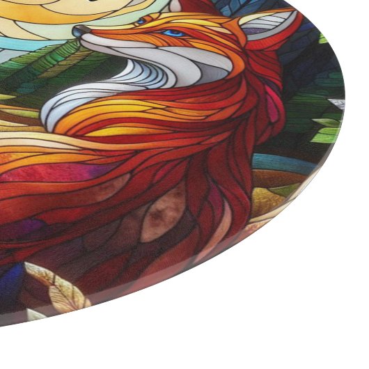 Roter Fox und Sonne und Wald Schneidebrett (Ecke)