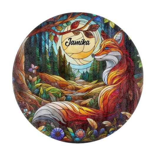 Roter Fox und Sonne und Wald Schneidebrett (Vorderseite)