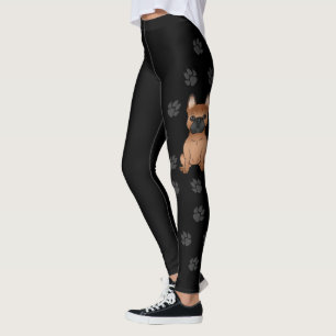 Roter Französischer Bulldogge / Frenchie Cartoon-H Leggings