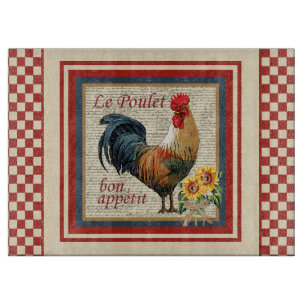 Roter französischer Landhahn Le Poulet Schneidebrett