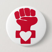 Roter Frauen-Power mit Herz-Symbol Button (Vorderseite)