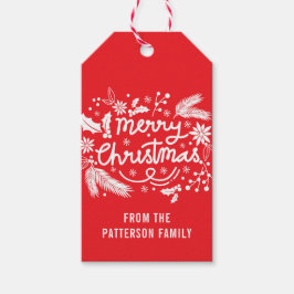 Roter Frohe Weihnachten Feiertag Name der Blumen Geschenkanhänger