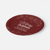 Roter Frohe Weihnachten Schneeflocken Pappteller (Schrägansicht)