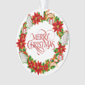 Roter Frohe Weihnachtsfeiertag Kraut Ornament (Vorderseite)