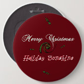 Roter froher Weihnachtsurlaub Sunshine Wishings Button (Vorne & Hinten)