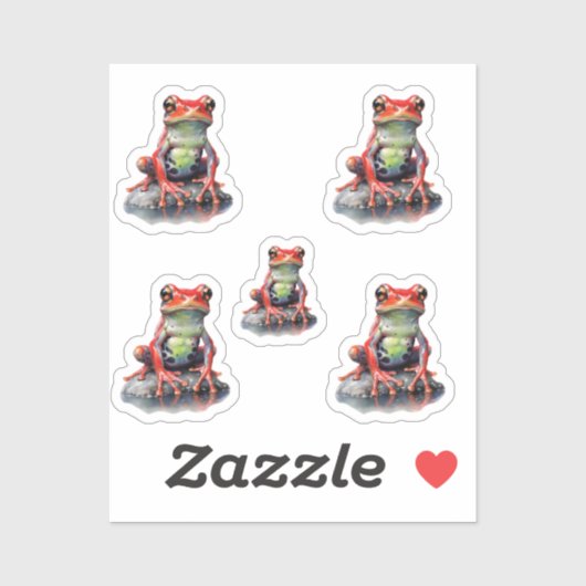 Roter Frosch Aufkleber (Blatt)