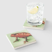 Roter Froschstein-Untersetzer, Wildtierskizze Steinuntersetzer (Seitenansicht)