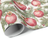 Roter Frucht Granatapfel Weihnachten Geschenkpapier (Rolleneckpunkt)