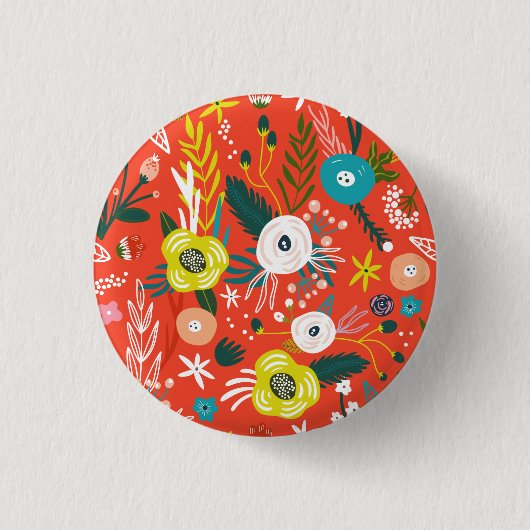 Roter Frühling Blühender Blumengarten Button (Vorderseite)