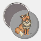 Roter Fuchs auf grauem Hintergrund Magnet (Vorderseite/Rückseite)