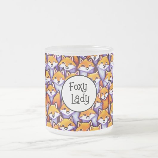 Roter Fuchs Cartoon lustige Foxy Lady Spaß doodle Mattglastasse (Mittel)