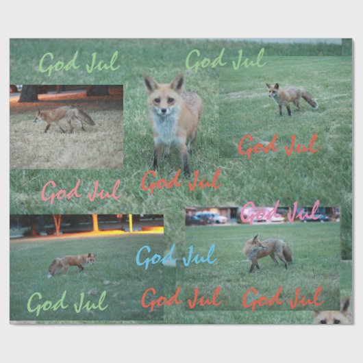Roter Fuchs Gott Jul Weihnachten Schwedisches Misc Geschenkpapier (Flach)