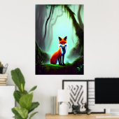 Roter Fuchs im Dschungel | AI Art Poster (Heimbüro)