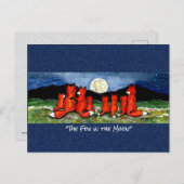 Roter Fuchs im Mond Whimsical Watercolor Postcard Postkarte (Vorne/Hinten)