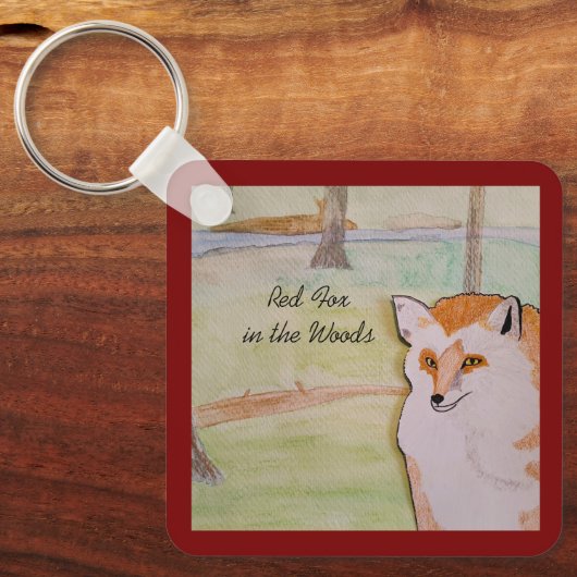 Roter Fuchs im Wald Schlüsselanhänger (Vorderseite)
