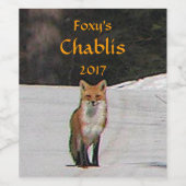 Roter Fuchs im weißen Winterschnee Weinsiegel Weinetikett (Einzelnes Label)