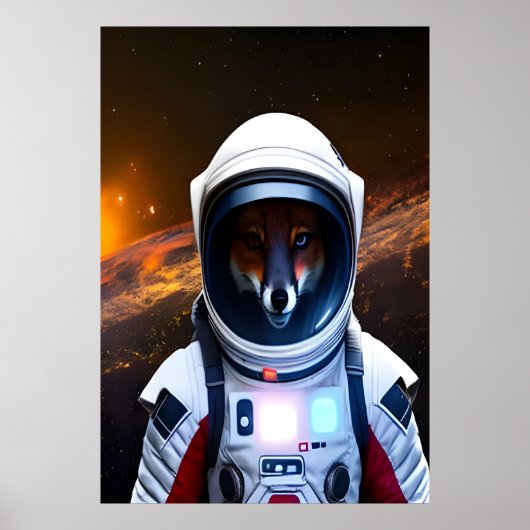 Roter Fuchs im Weltraum-Anzug | AI Art Poster (Vorne)