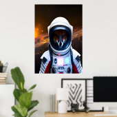 Roter Fuchs im Weltraum-Anzug | AI Art Poster (Heimbüro)