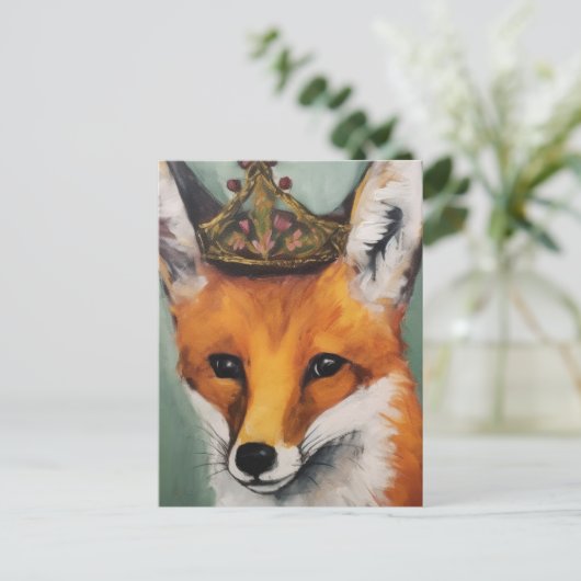 Roter Fuchs in einer Krone Postkarte (Stehend Vorderseite)
